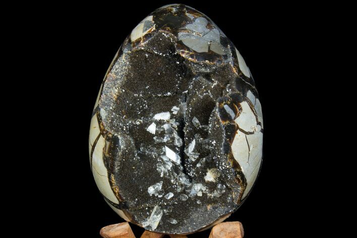 Septarian Dragon Egg Geode - Black Crystals #78548